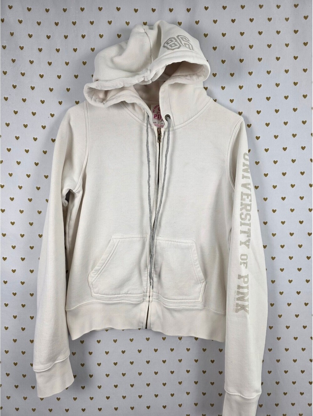 Vintage Y2K VS PINK University of Pink 86 Rhinestone Dog Zip Hoodie M